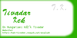 tivadar kek business card